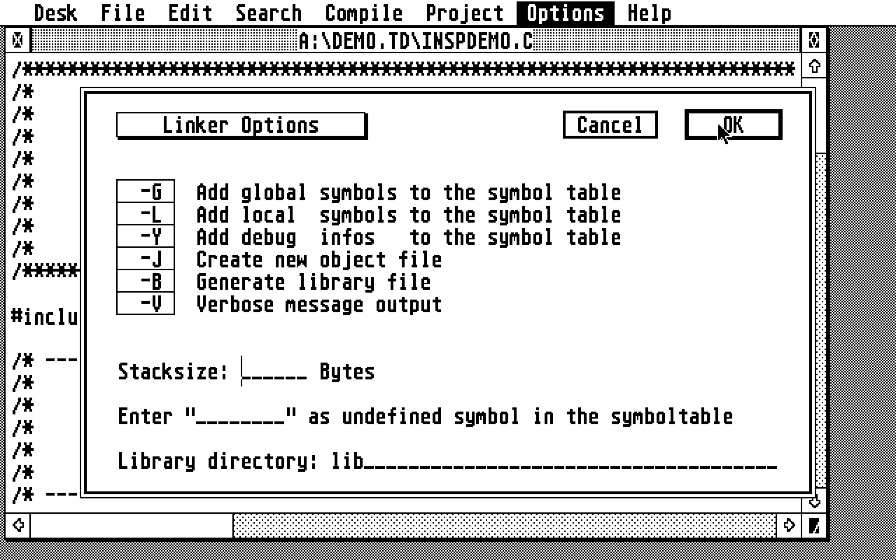 Turbo C with Turbo Debugger atari screenshot