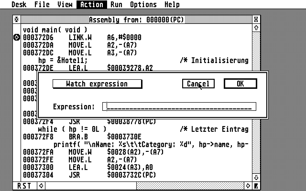 Turbo C with Turbo Debugger atari screenshot