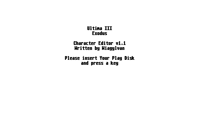 Ultima III Character Editor atari screenshot