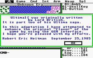 Ultima II - The Revenge of the Enchantress.. atari screenshot