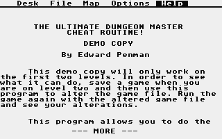 Ultimate Dungeon Master Cheat Routine (The) atari screenshot