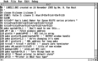 Van's Labelmaker for Epson RX/FX Series Printer — screenshot 1