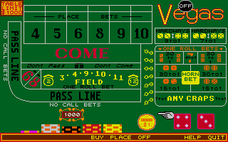 Vegas Craps atari screenshot