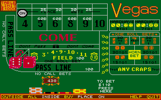 Vegas Craps atari screenshot