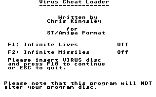 Virus Cheat Loader atari screenshot