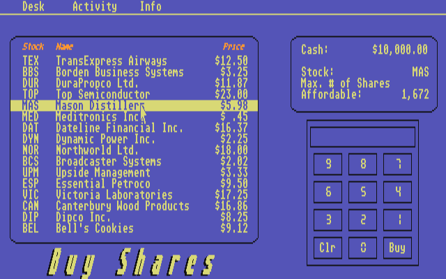 Wall Street atari screenshot