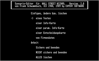 Wall Street Wizard Szenario-Editor atari screenshot