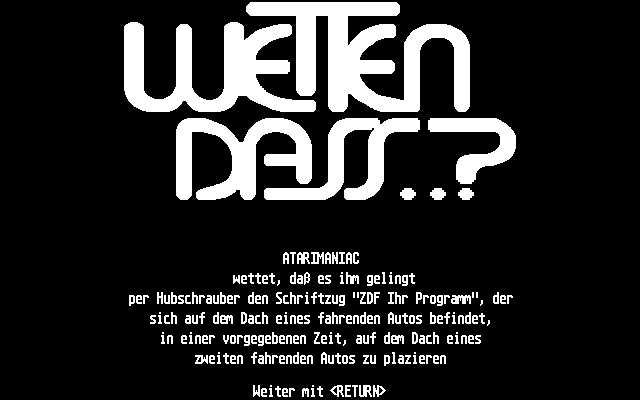 Wetten Dass..? atari screenshot