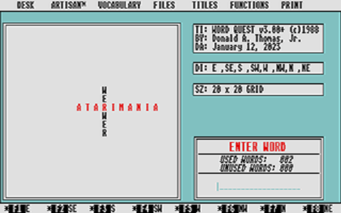 Word Quest atari screenshot