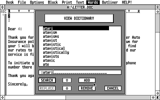 Timeworks Word Writer ST atari screenshot