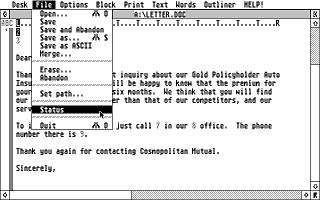 Timeworks Word Writer ST atari screenshot