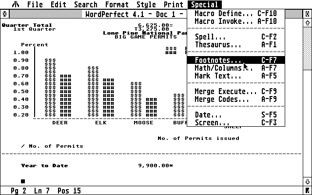 WordPerfect atari screenshot