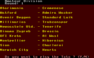 World League Soccer Manager atari screenshot
