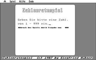 Zahlenratespiel atari screenshot