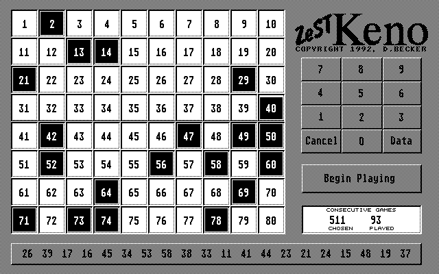 ZeST Keno atari screenshot