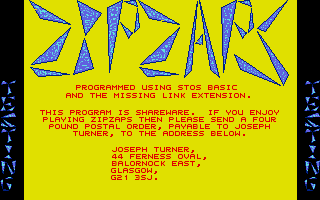 Zipzaps atari screenshot