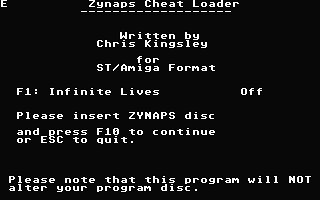 Zynaps Cheat Loader — screenshot 1